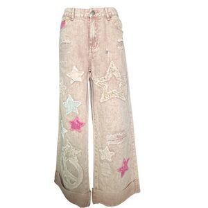 Oli & Hali Star Patchwork Wide-Leg Jeans